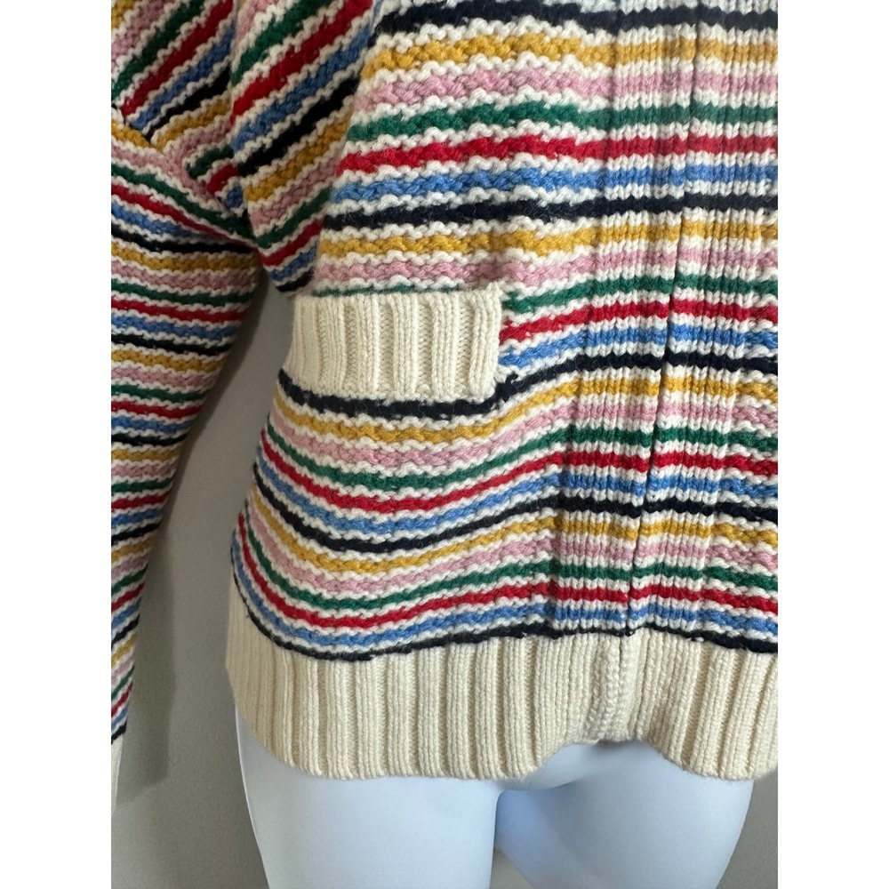 Boden Maya Zip Up Jacket Womens 10 Oversized Wool Blend Rainbow Stripe Sweater - Picture 6 of 10